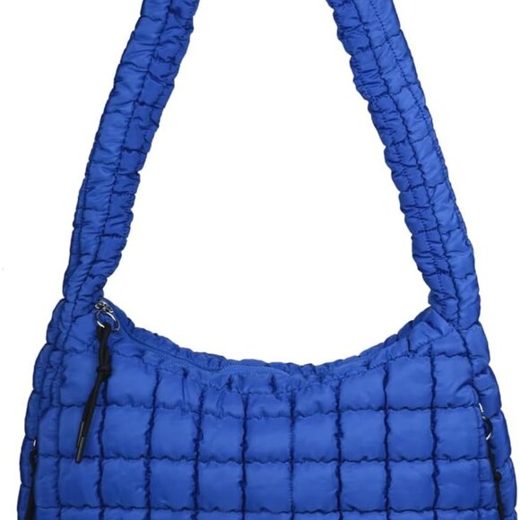 Women Puffer Tote Bag Nylon Quilted Crossbody with Multiple Zippers Large Capaci - Picture 1 of 7